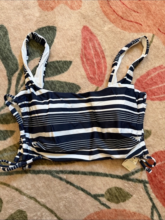aerie Other - Aerie NWT stripe navy white scoop padded open side swim top small